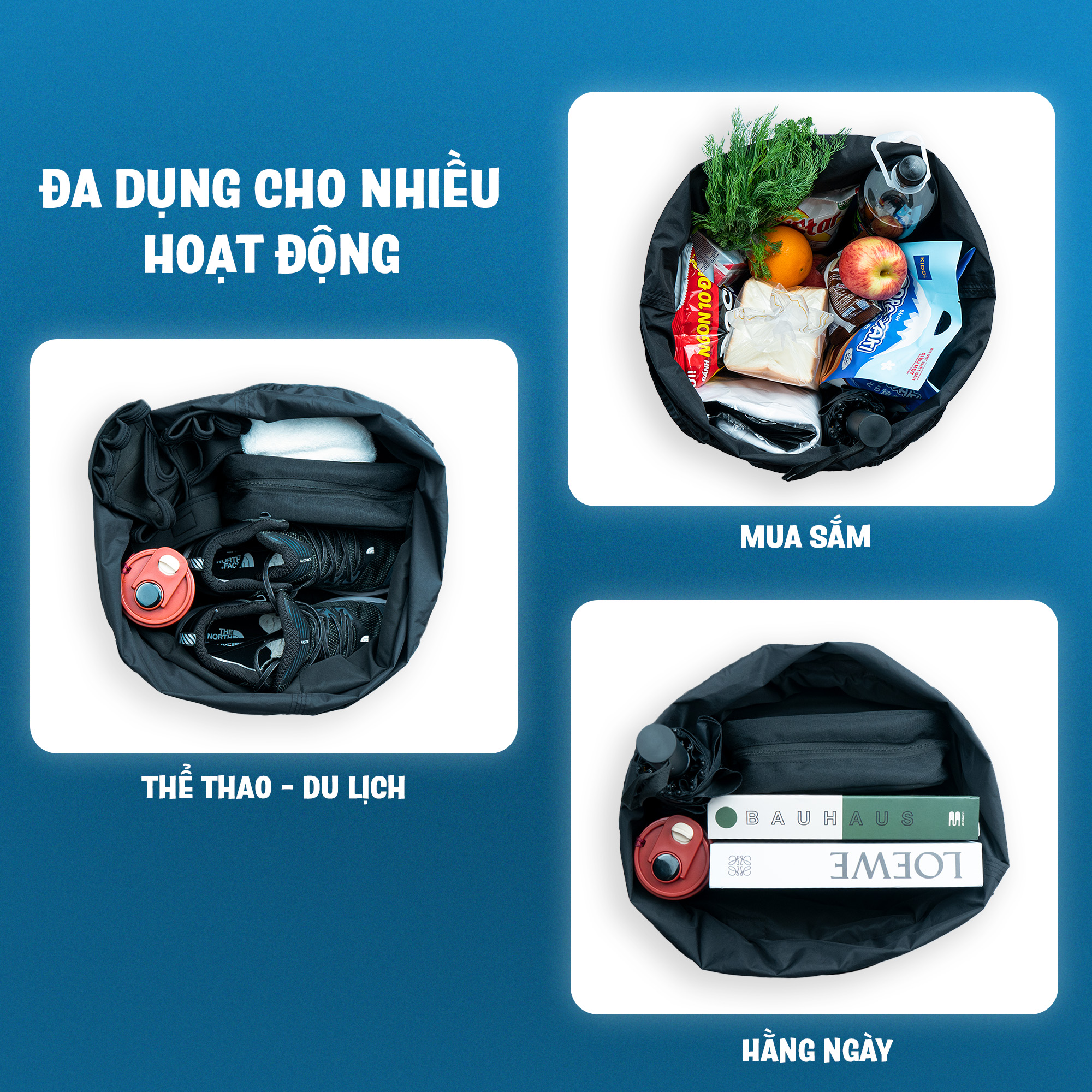 Túi tote gấp gọn Yuzi HandyTote sử dụng hàng ngày, du lịch, đi chợ